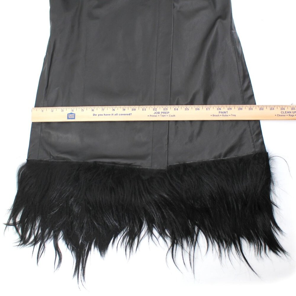Gary Graham Black Leather Fur Side Slit Tunic Dress Sleeveless Avant Garde SZ 10 - Picture 15 of 16